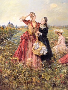 Picking Wildflowers woman Eduardo Leon Garrido Oil Paintings